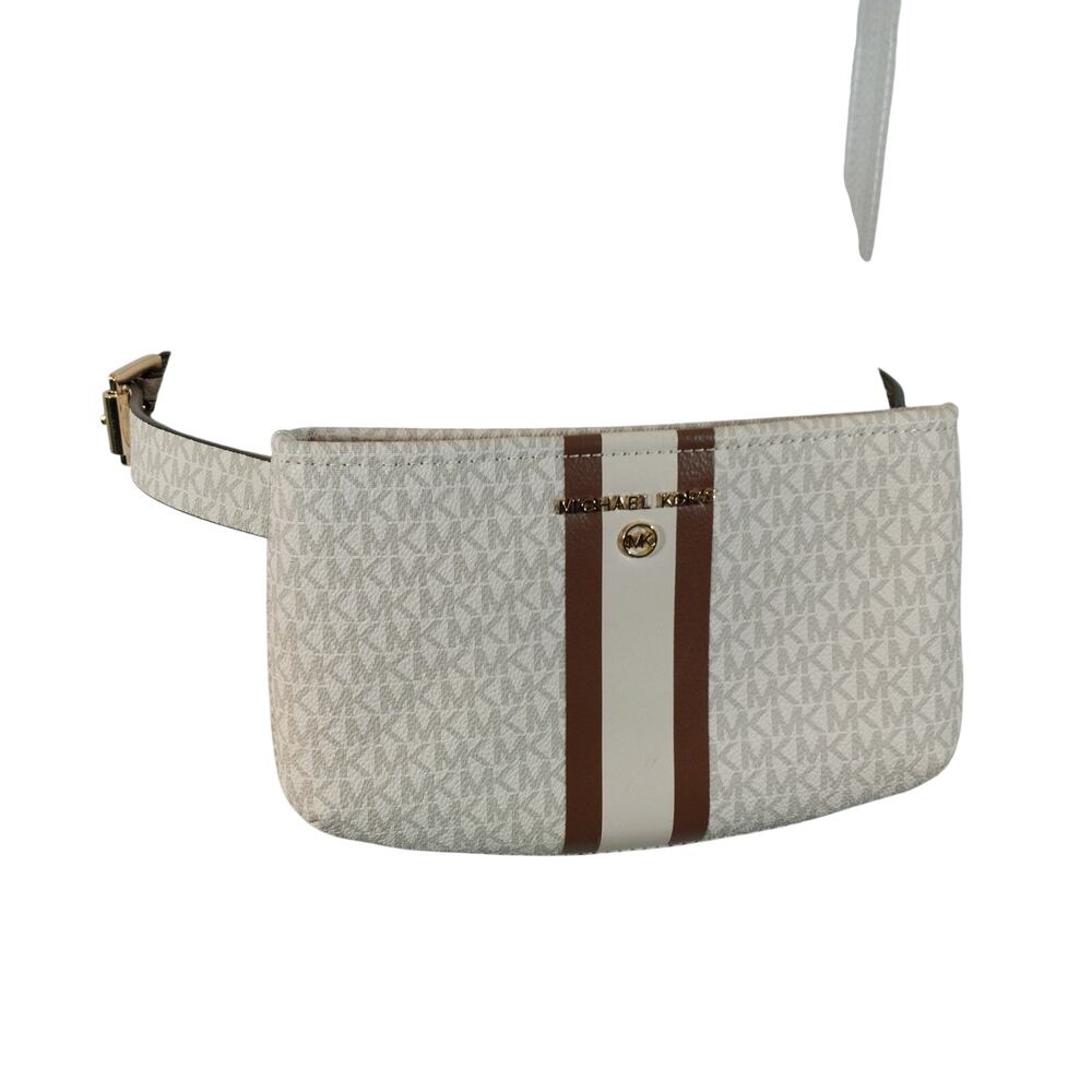 NWOT! MICHAEL KORS! WHITE, GRAY, BROWN VEGAN LEATHER HIP PACK FANNY PACK, PURSE! - Picture 2 of 10